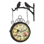 Horloge murale en fer forg� antique - unbranded - double face - 8 pouces - noir