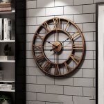 Horloge murale metal avec chiffres romains prime pendules murale vintage silencieuse noir 60cm