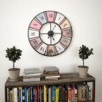 Horloge murale - mothinessto - ly6716 - vintage - m�tal + mdf - 60 cm xxl