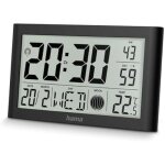 Horloge murale num�rique - hama - martinique - radio - pilot�e dcf - thermom�tre - 2 alarmes