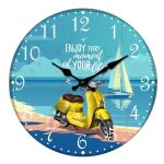 Horloge murale - origen home decor - moto ronde bleue - 34x34x4cm - vintage - mdf Horloge murale - origen home decor - moto ronde bleue - 34x34x4cm - vintage - mdf