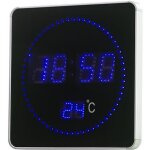 Horloge murale - lunartec - led bleues - affichage temp�rature - design moderne - signal dcf77