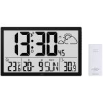 Horloge murale radio - pilot�e - infactory - avec station m�t�o et capteur ext�rieur - grand �cran lcd ...