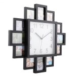Horloge murale - surenhap - cadre photo 2 en 1 - plastique - noir - design contemporain