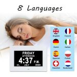 Horloge numrique - joulli - 8 pouces - affichage led - multilingue - rveil intgr