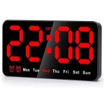 Horloge numrique led de 9pouces grand cran avec 45284heures gros chiffres petite horloge murale silencieuse ...