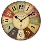 Horloge pendule murale en bois shabby style rtro rose - vintage - 30 cm