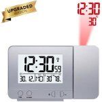 Horloge de projecteur  cran led - onever - rveil pivotant - argent - gris - salon