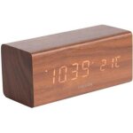 Horloge r�veil - karlsson - bloc rectangulaire - bois fonc� - led - 3 alarmes