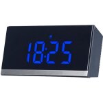 Horloge de table - radio - pilot�e - noir / bleu - �cran led - fonction snooze - luminosit� r�glable