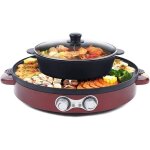 Hot pot barbecue 2 en 1 multifonction - double sparation grill lectrique sans fume