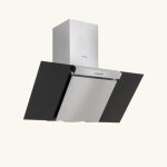 Hotte cuisine murale silverline kim inox et verre noir 90 cm