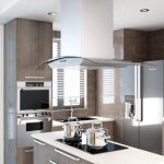 Vidaxl hotte ilot acier inoxydable led hotte chemine aspirante de cuisine 50664