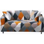 Housse de canap� 2 places imprim� extensible avec accoudoirs pour longueur de 145 - 185 cm - 1