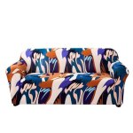 Housse de canap� 2 places insfity imprim� extensible bleu - d�houssable et lavable - pour longueur de ...