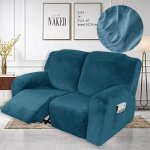 Housse pour canap 2 places - itoobe - bleu fonc - extensible - dhoussable - lavable en machine