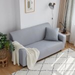 Housse de canape de 3 places couleur unie pour longueur de 190 - 230 cm gris