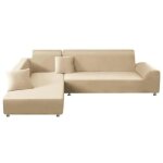Housse de canap� - folaya - housse dangle �lastique - beige - 2 / 3 places - design contemporain