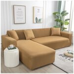 Housse de canap� dangle daihan - couleur unie extensible - chameau - 3 places (190 - 230cm)