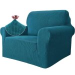 Housse de canap - leoclotho - 1 place - vert bleu - extensible - lavable