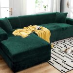 Housse de canapé - ystp - velours - extensible - 2 places - vert foncé Housse de canapé - ystp - velours - extensible - 2 places - vert foncé