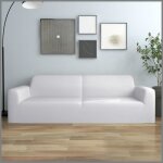Housse de canap - vgeby - extensible 3 places - dhoussable - jersey de polyester - blanc