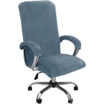 Housse de chaise de bureau - itoobe - velours - extensible - amovible - dossier haut - bleu