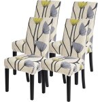 Housse de chaise extensible4 pcs couverture de chaise salle � manger universelle antid�rapantfacile � ...