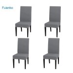 Housse de si�ge de chaise - stretch - gris - 6 pi�ces - extensible - lavable en machine