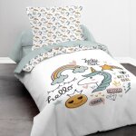 Parure de couette 140 x 200 lucky girl r�versible 100% coton / 57 fils / cm�