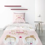 Housse de couette 140x200 cm - les ateliers du linge - blogueuse - rose - fille - 100% coton