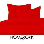 Housse de couette - homerokk 220x240?cm + 2 taies 65x65 cm100?% coton ? rouge 57 fils / cm