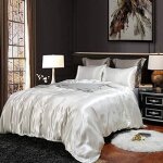 Housse de couette - parures de lit - 220x240cm - 2 taies 65x65cm - satin lisse - blanc Housse de couette - parures de lit - 220x240cm - 2 taies 65x65cm - satin lisse - blanc