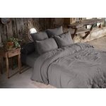 Housse de couette 240 x 220 cm double gaze de coton + 2 taies d?oreiller 60 x 60 granit