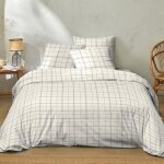 Housse de couette 240x260 cm + 2 taies 100% coton 57 fils prades ecru
