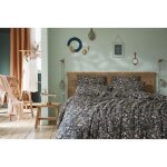 Housse de couette 260 x 240 cm double gaze de coton imprim�e capucine bleu fonc�