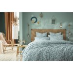 Housse de couette 260 x 240 cm ? double gaze de coton imprime marguerite bleu