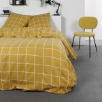 Housse de couette 260x240 carjaune + 2 taies 100% coton flanelle