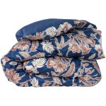 Housse de couette 260x240 cm satin de coton botanic bleu nuit