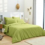Housse de couette unie anis 260 x 240 cm / 100% coton / 57 fils / cm² pour lit 2 places king size Housse de couette unie anis 260 x 240 cm / 100% coton / 57 fils / cm² pour lit 2 places king size