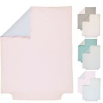 Housse de couette bb bicolore 100% coton bio 120x150 gris perle et rose poudr - gris - ptit basile ...