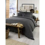 Housse de couette chaude 240 x 220 cm ? flanelle unie ? candice anthracite