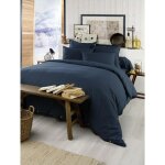 Housse de couette chaude 240 x 220 cm ? flanelle unie ? candice bleu fonc