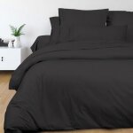 Housse de couette en coton 260x240 cm percale anthracite par soleil docre