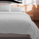 Housse de couette en coton 57 fils 240x220 cm uni blanc par soleil docre