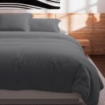 Housse de couette en coton 57 fils 240x220 cm uni gris par soleil docre