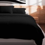 Housse de couette en coton 57 fils 240x220 cm uni noir par soleil docre