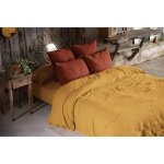Housse de couette double gaze de coton bio 240x220 cm 4 taies safran / terracotta