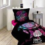 Housse de couette enfant 140 x 200 cm coton + 1 taie d?oreiller porte bonheur