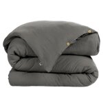 Housse de couette en gaze de coton gaia - leffet papillon - 200x200cm - boutons bois - coloris granit ...